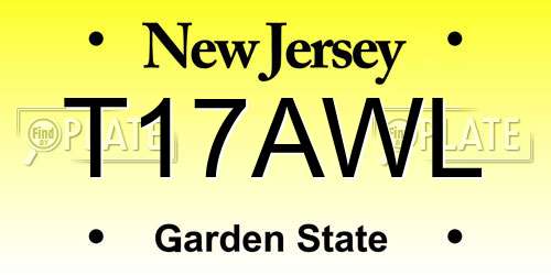 T17AWL New Jersey License Plate