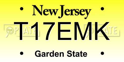 T17EMK New Jersey License Plate