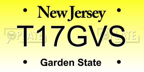 T17GVS New Jersey License Plate