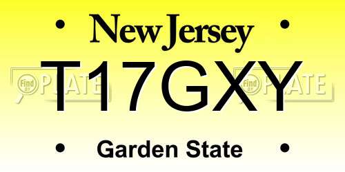 T17GXY New Jersey License Plate