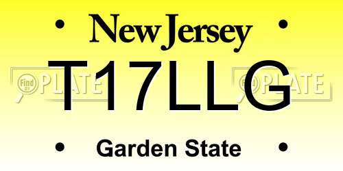 T17LLG New Jersey License Plate