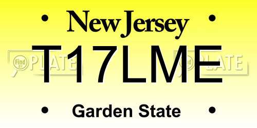 T17LME New Jersey License Plate