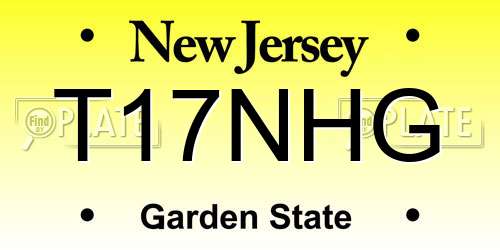 T17NHG New Jersey License Plate