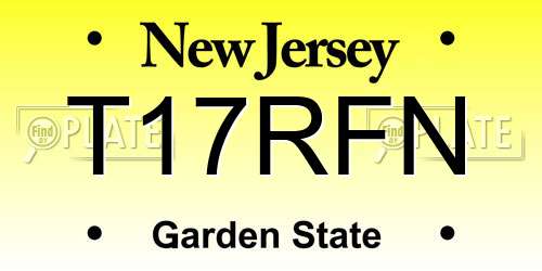 T17RFN New Jersey License Plate