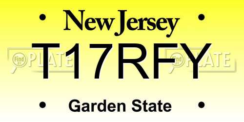 T17RFY New Jersey License Plate