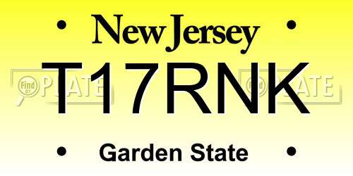 T17RNK New Jersey License Plate