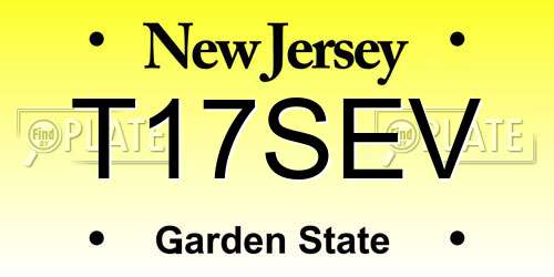 T17SEV New Jersey License Plate