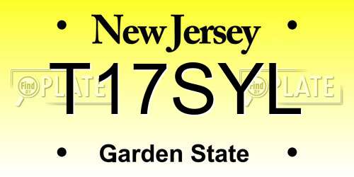 T17SYL New Jersey License Plate