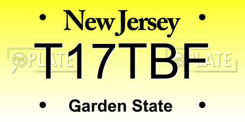 T17TBF New Jersey License Plate