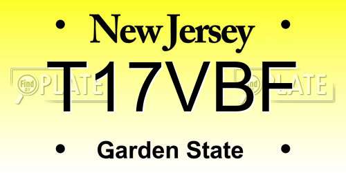 T17VBF New Jersey License Plate