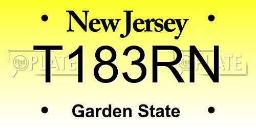 T183RN New Jersey License Plate