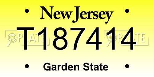 T187414 New Jersey License Plate
