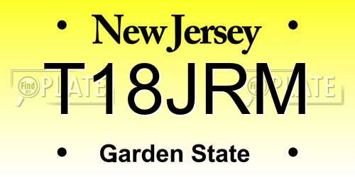 T18JRM New Jersey License Plate