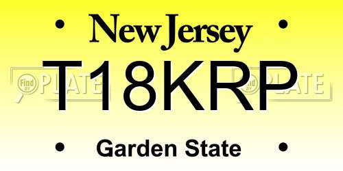 T18KRP New Jersey License Plate