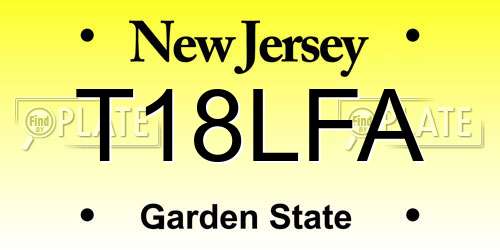T18LFA New Jersey License Plate