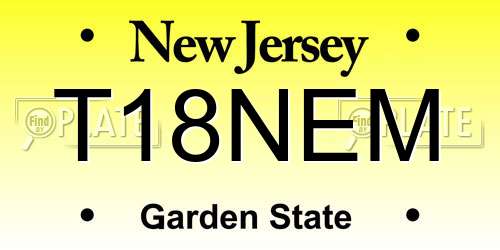 T18NEM New Jersey License Plate