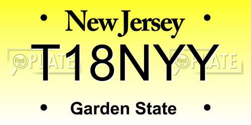 T18NYY New Jersey License Plate
