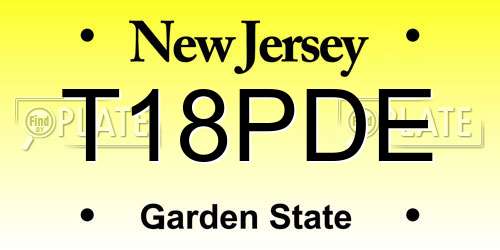 T18PDE New Jersey License Plate