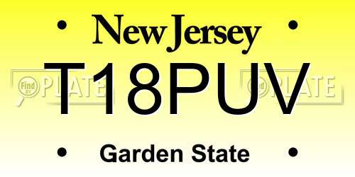 T18PUV New Jersey License Plate