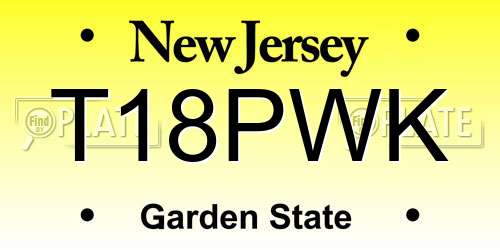 T18PWK New Jersey License Plate