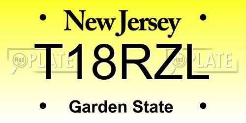 T18RZL New Jersey License Plate