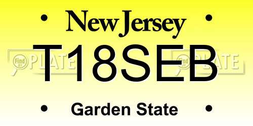 T18SEB New Jersey License Plate