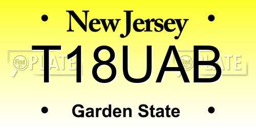 T18UAB New Jersey License Plate