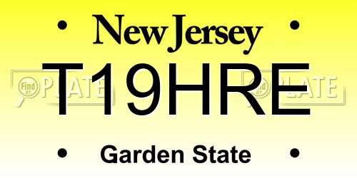T19HRE New Jersey License Plate