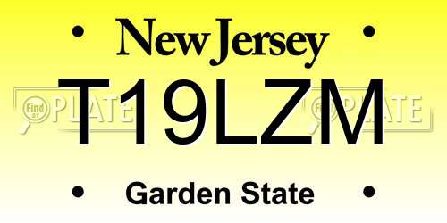 T19LZM New Jersey License Plate