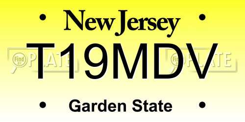 T19MDV New Jersey License Plate