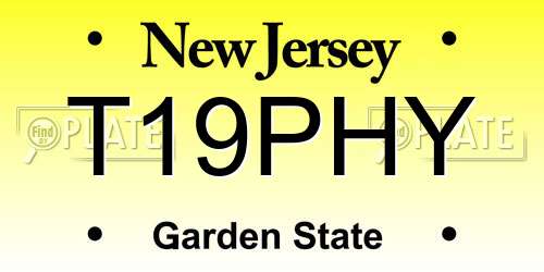 T19PHY New Jersey License Plate