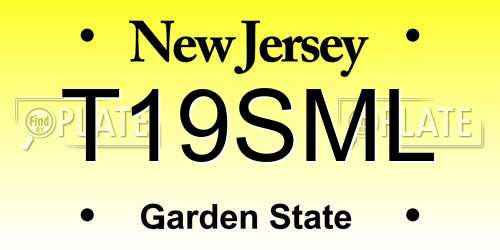 T19SML New Jersey License Plate
