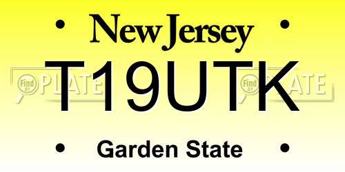 T19UTK New Jersey License Plate