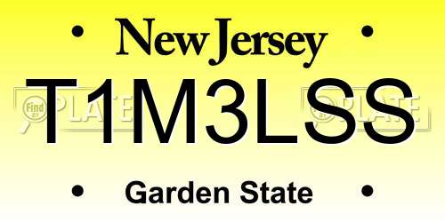 T1M3LSS New Jersey License Plate