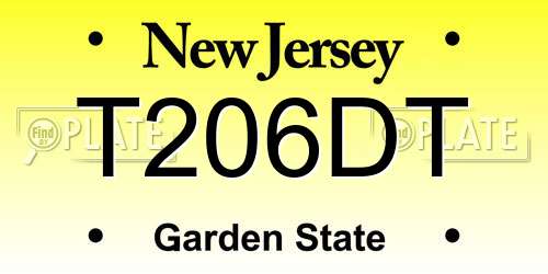 T206DT New Jersey License Plate