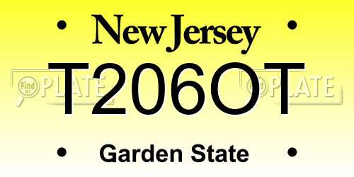 T206OT New Jersey License Plate