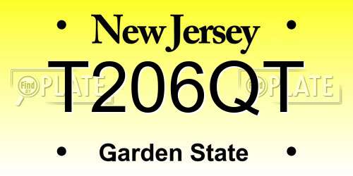 T206QT New Jersey License Plate
