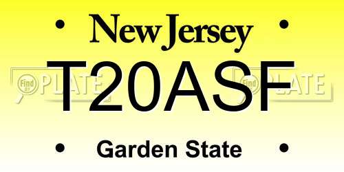 T20ASF New Jersey License Plate