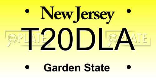 T20DLA New Jersey License Plate