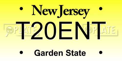 T20ENT New Jersey License Plate