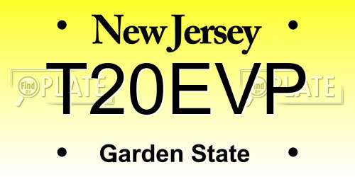 T20EVP New Jersey License Plate