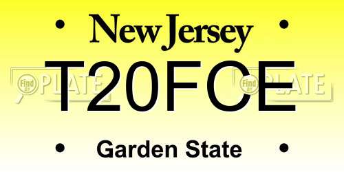 T20FCE New Jersey License Plate