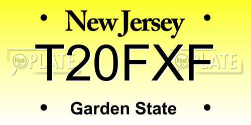 T20FXF New Jersey License Plate
