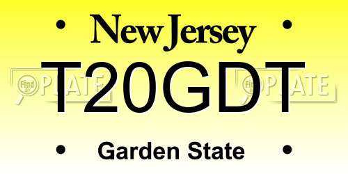T20GDT New Jersey License Plate