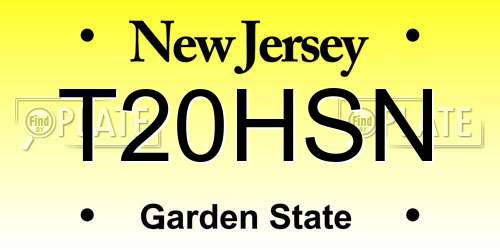 T20HSN New Jersey License Plate