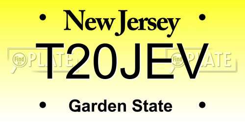 T20JEV New Jersey License Plate