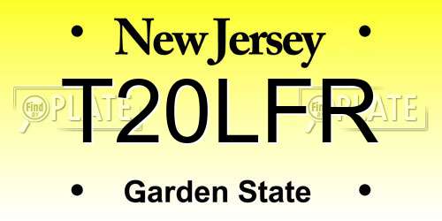T20LFR New Jersey License Plate