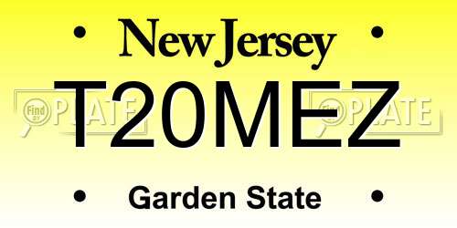 T20MEZ New Jersey License Plate