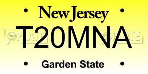 T20MNA New Jersey License Plate