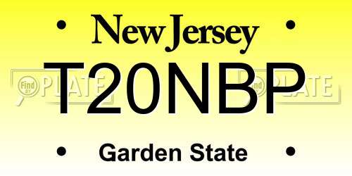 T20NBP New Jersey License Plate